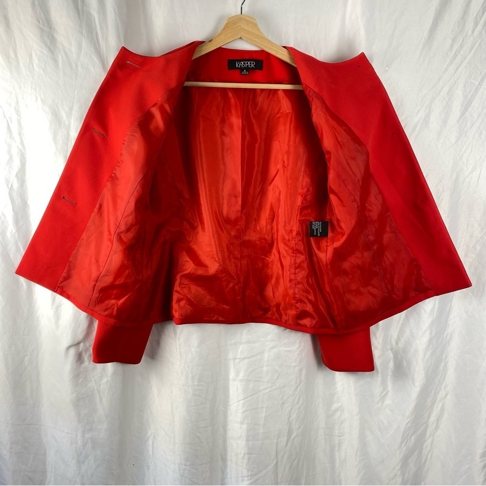 Kasper Size 8 Red Suit Blazer Jacket Open Front Separate Coat Women - Picture 16 of 16